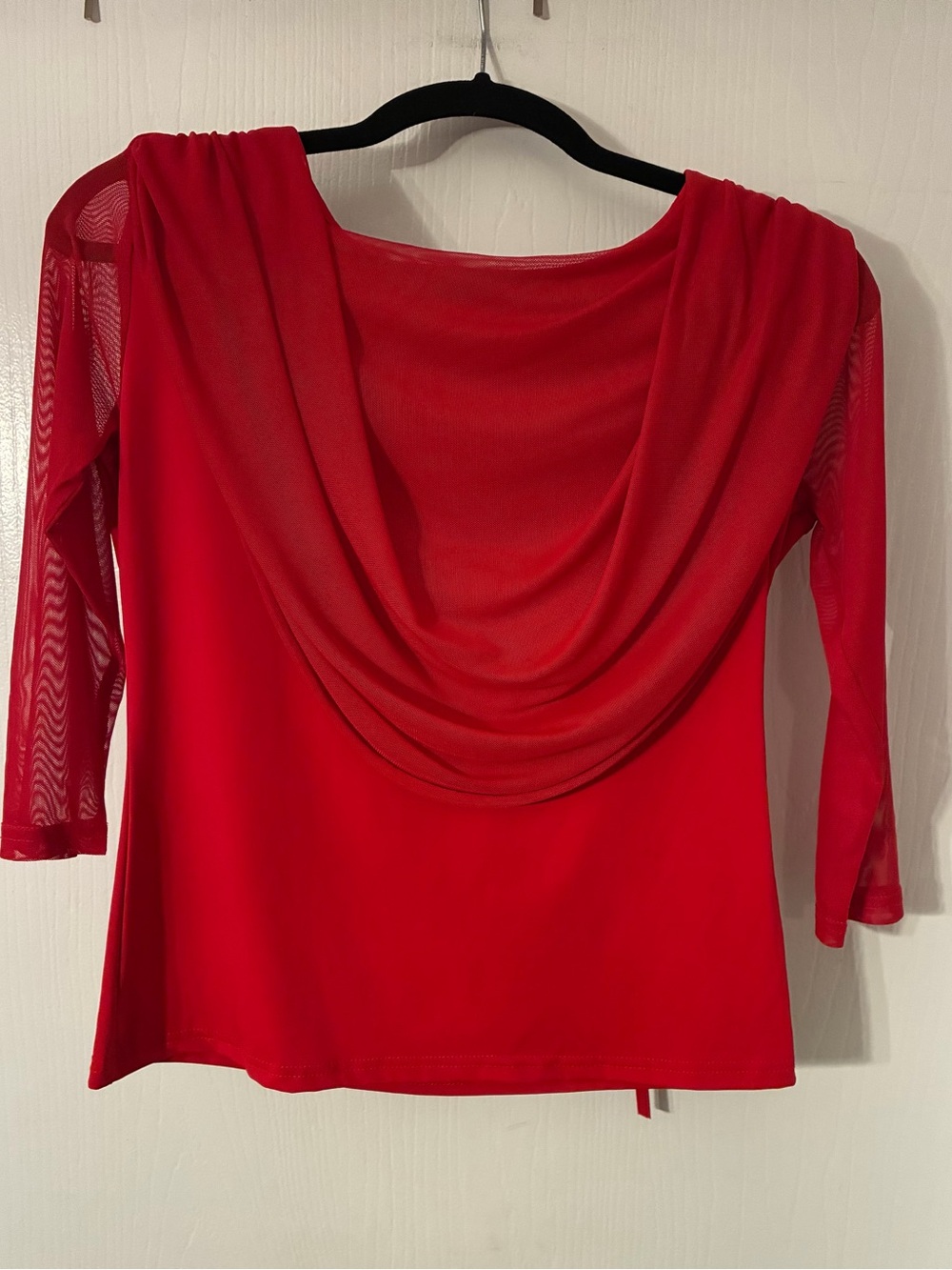 NWT Whitewed Size 8 Red Draped Chiffon Cowl Neck Women’s Knit Top